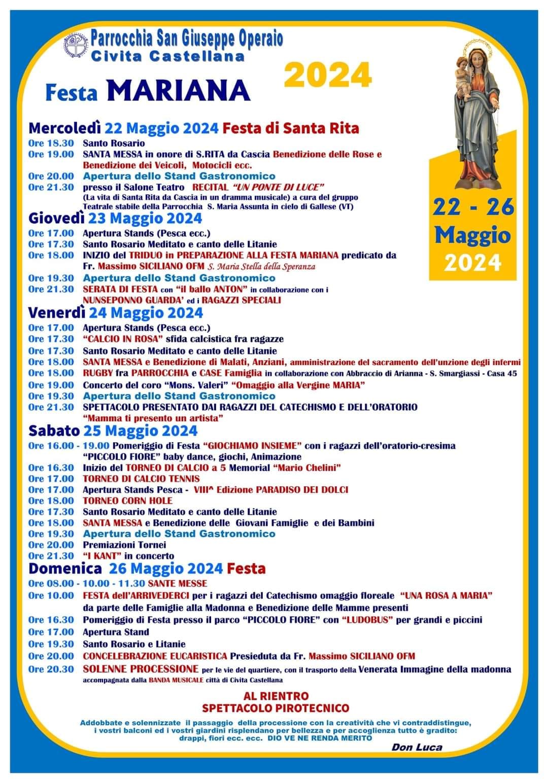 Festa mariana 2024 programma
